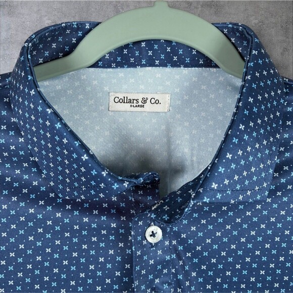 Collars & Co. Other - Collars & Co Polo Shirt Mens XL Blue Los Cabos Star Dress Collar Preppy FLAW
